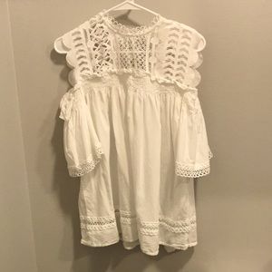 Exposed shoulder lace cotton blouse. Worn once.